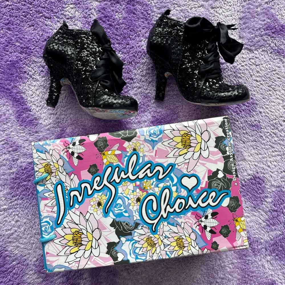 Vintage Irregular Choice Black Sequin Heels